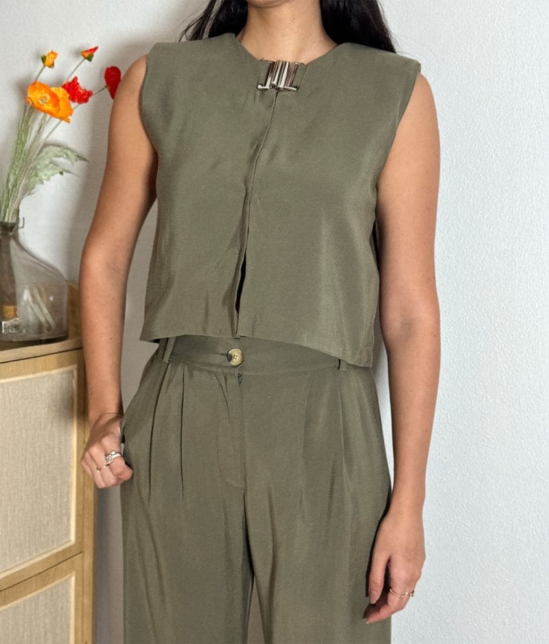 olive green co ord set style