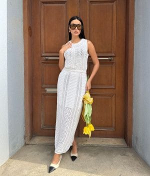 open knit skirt set front view
