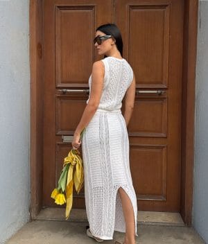 sleeveless knit top and skirt set