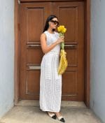 breathable knit skirt set summer look