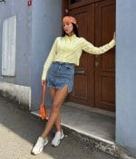 cropped button down shirt fitted look