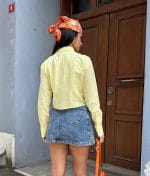 long sleeve cropped shirt casual style