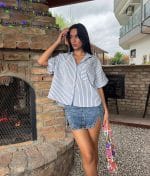 Oversized striped pocket shirt detail