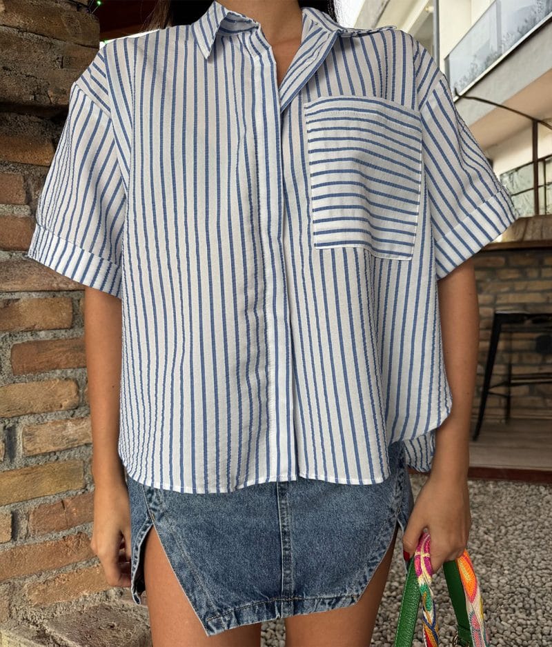 Short sleeve striped womens shirt