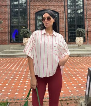 Vertical stripe shirt front view