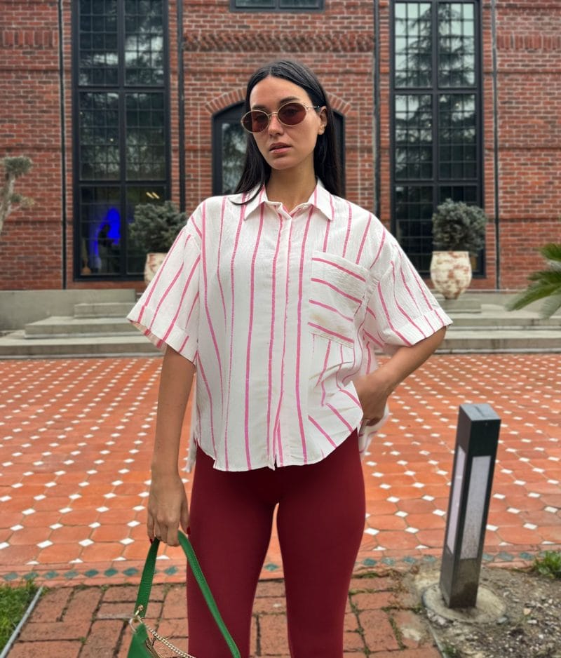 Casual short sleeve stripe shirt