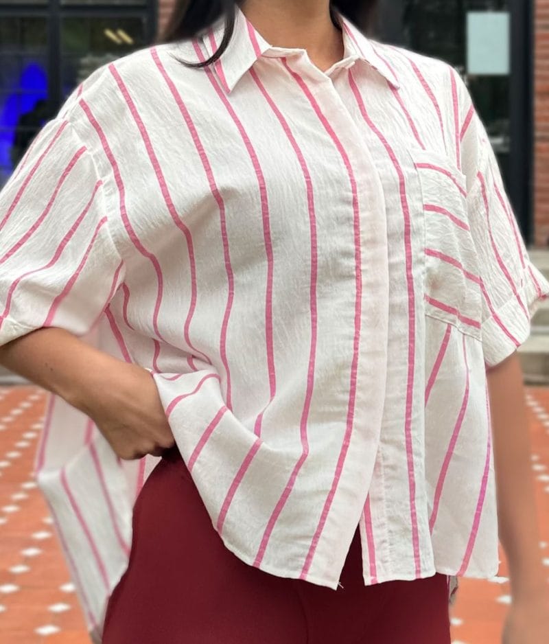 Lightweight vertical stripe womens shirt