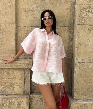 Crinkle oversized shirt front view