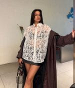 Sheer floral shirt front view