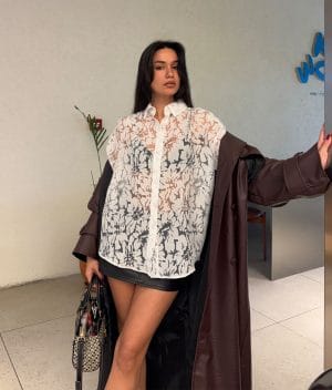 Sheer floral shirt front view