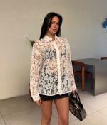 Floral lace button up shirt