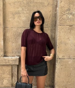 Sheer knit top front view