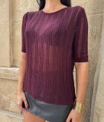 Semi sheer ribbed blouse detail