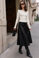 6611-Ribbed Crew Neck Long Sleeve Knit Top-Off White-2 Off white long sleeve ribbed knit top