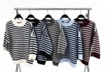 Striped short sleeve knit sweater colour options