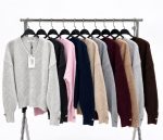 75189-V-Neck Button Cuff Knit Sweater-Light Grey-3 V-neck knit sweater colour options