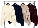 75211-Ruffle Detail Embellished Knit Sweater-Navy Blue-4 Ruffle detail knit sweater colour options